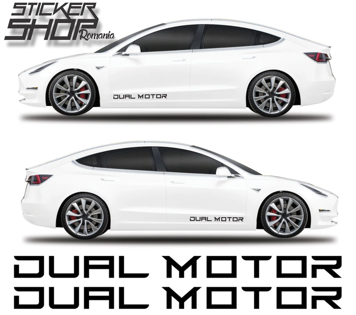 Set Sticker lateral Tesla Dual Motor