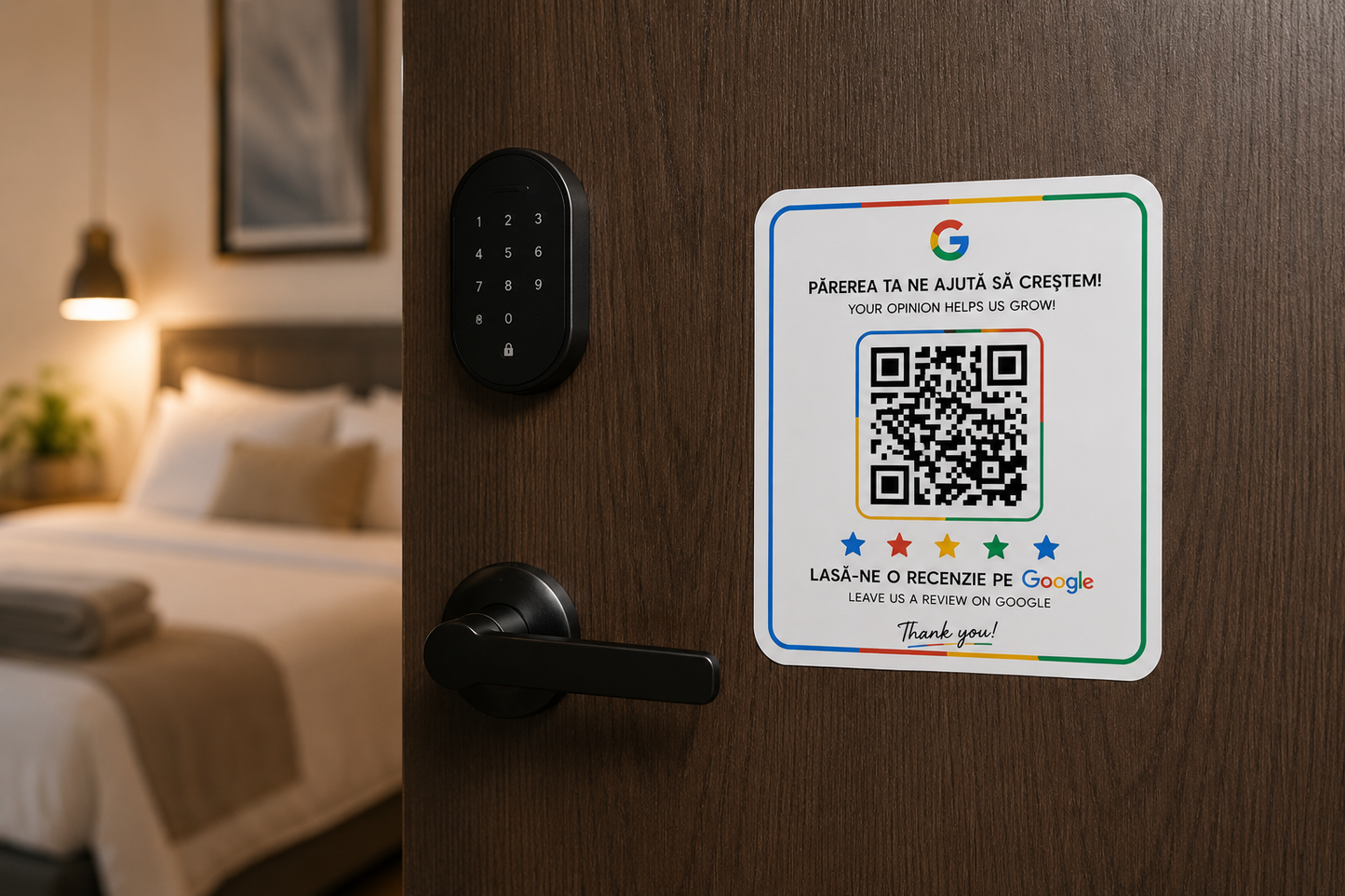 Sticker Recenzie Google cu Cod QR Personalizat – Review Google | Română & Engleză – autocolant
