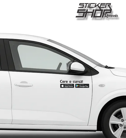 Sticker Auto Ridesharing (Bolt / Uber) – „Cere o Cursă!” + App Store & Google Play