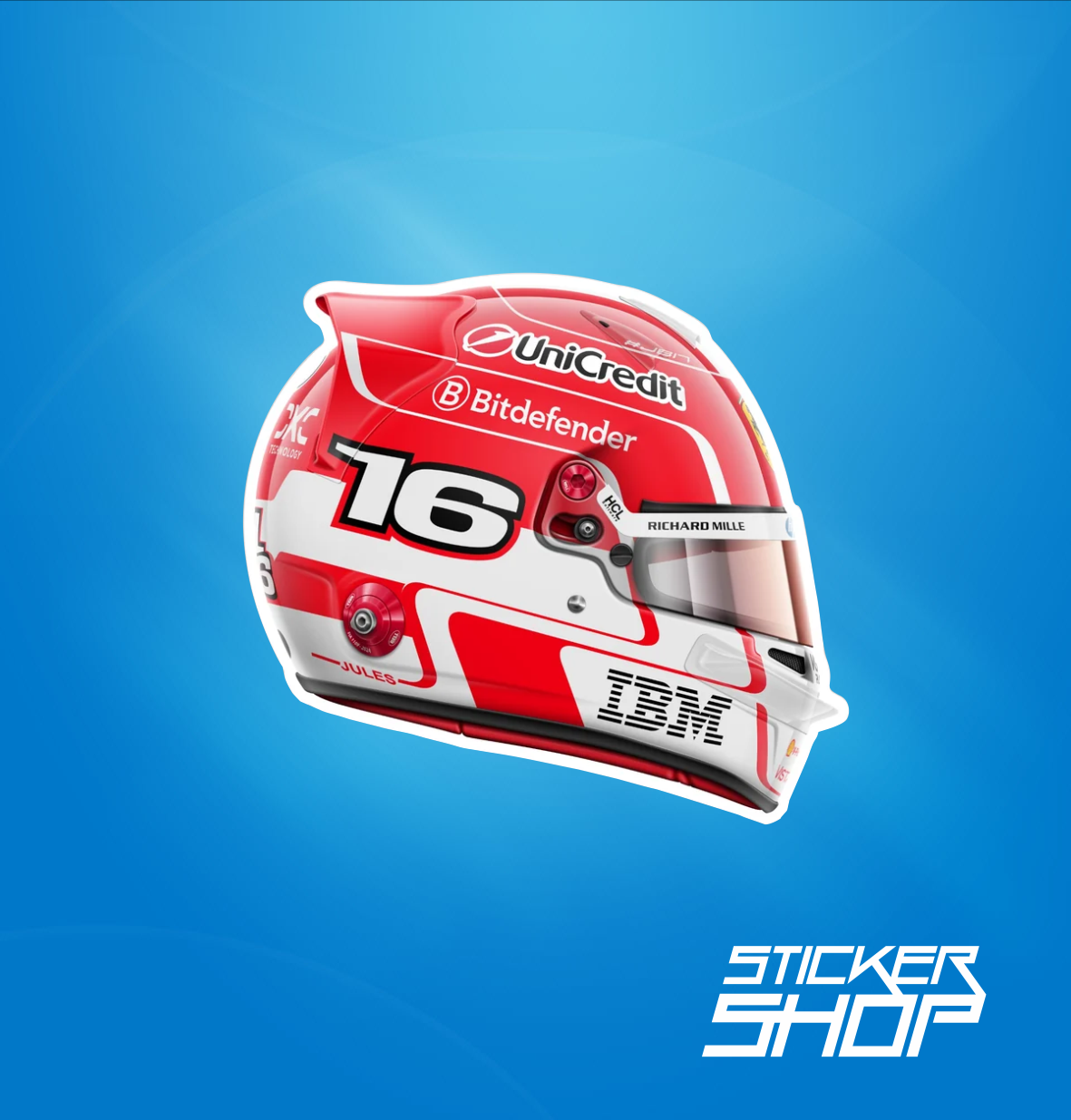 Sticker Cască Charles Leclerc Roșie – Decal Formula 1 Premium