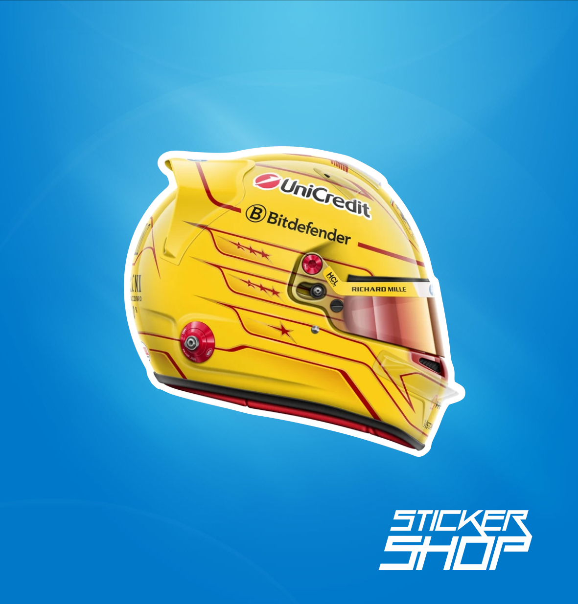 Sticker Cască Lewis Hamilton – Design Galben Formula 1 – autocolant