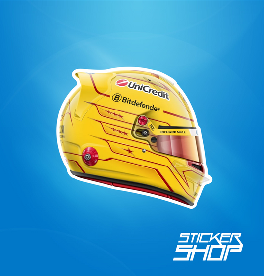 Sticker Cască Lewis Hamilton – Design Galben Formula 1 – autocolant