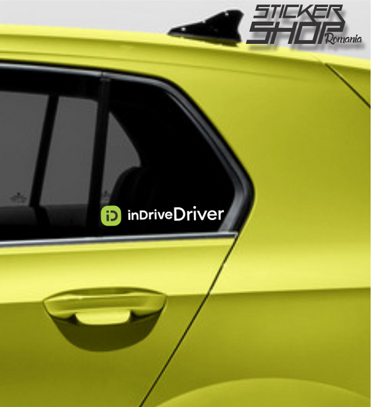Sticker Auto „inDrive Driver” – Autocolant Premium pentru Șoferi inDrive