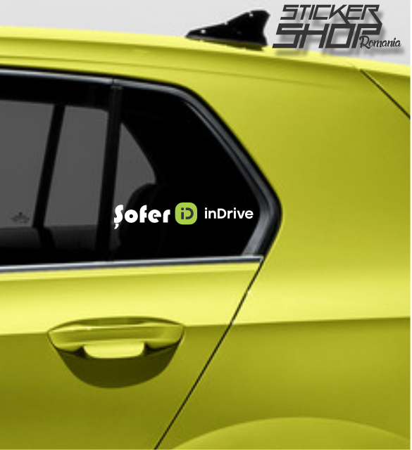 Sticker Auto „Șofer inDrive” – Autocolant Premium pentru Geam și Caroserie